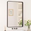 71KRXGG2JML._AC_SL1500 Black Metal Framed Bathroom Mirrors for Wall, 20 x 30 Inch Rounded Rectangle Bathroom Vanity Mirror, Matte Black Farmhouse Mirror with Seamless Frame, HD Tempered Glass(Horizontal/Vertical)