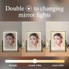 Lighted Vanity Mirror Fashion Makeup Mirror 12in Black for Desktop with Detachable,10x Magnifying,360° Rotation,Adjustable Warm White/Natural/Daylight Dimmable Light Memory,Birthday Gift for Woman