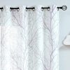 Tree Print Yellow Grey and White Curtains for Living Room Windows - Linen Textured Grommet Branches Pattern Window Treatment Set for Bedroom - 50" W x 96" L - (2 Panels)