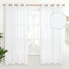 Natural Linen Curtains 63 Inch Length 2 Panels Bronze Grommet Linen Textured Short Window Drapes Light Filtering for Living Room Bedroom, 52 X 63 Inch