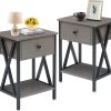 71LBAaoAbhL._AC_SL1500 Nightstands, Modern End Side Tables,Night Stand with Drawer &Storage Shelf for Bedroom living Room Office Lounge, Black