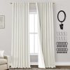 108 Inch Long Blackout Curtains & Drapes for Track System Pleated with Hooks Rings 2 Panels Set,Linen Black Out Back Tab 9FT Ceiling to Floor Length Curtains for Living Room,Cream Ivory