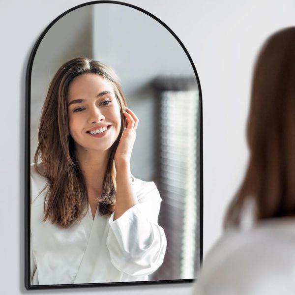 71LYP5PTR8L._AC_SL1500 Arched Wall Mirror 20x30 Inch, Black Arch-top Bathroom Vanity Wall Mounted Mirror, Bedroom Modern Black Metal Framed Mirror