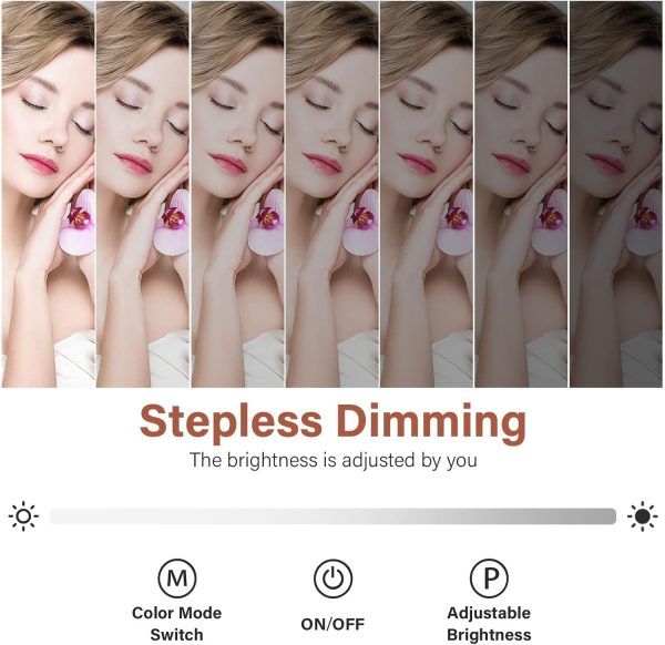 Hollywood Vanity Mirror with Lights, Vanity Makeup Mirror with 9 LED Bulbs, 3 Color Lighting Modes, U-Shaped Bracket, Smart Touch Control