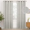 Natural Linen Curtains 63 Inch Length 2 Panels Bronze Grommet Linen Textured Short Window Drapes Light Filtering for Living Room Bedroom, 52 X 63 Inch