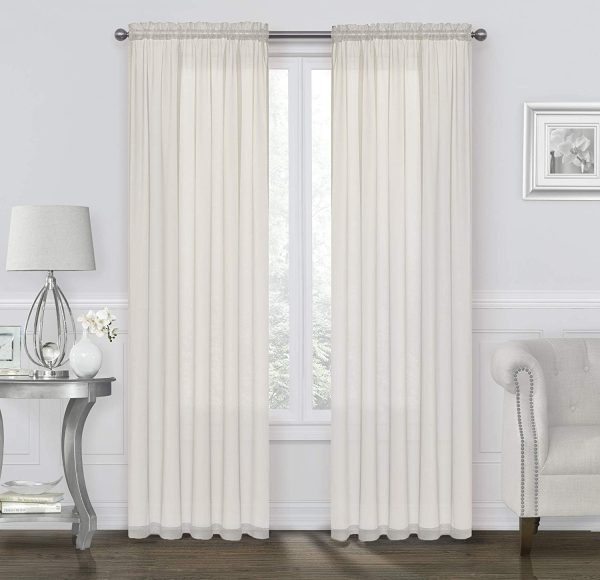 71LrT7B8kLL._AC_SL1500 2 Pack: Basic Rod Pocket Sheer Voile Window Curtain Panels - Assorted Colors (White, 84 in. Long)