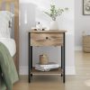 Bedside Table with Drawer, Side Table, End Table, for Bedroom, Office, Industrial, Camel Brown and Black ULET055B50
