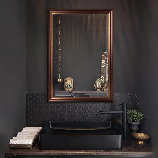 71MQkURaXYL._AC_SL1500 Bronze Copper Oil Rubbed Framed Wall Mirror, Vanity Mirror, Bathroom Mirrors, Rectangle Mirrors, Living Room Mirrors - 26" x 32"