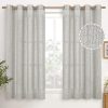 Natural Linen Curtains 63 Inch Length 2 Panels Bronze Grommet Linen Textured Short Window Drapes Light Filtering for Living Room Bedroom, 52 X 63 Inch