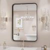 Black Bathroom Mirror Large Rectangle Vanity Framed Mirror for Wall, 30x40 Inch Modern Metal Wall Mirror Farmhouse, Anti-Rust, Tempered Glass, Hangs Horizontally or Vertically
