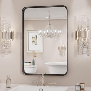71ORR4p8ExL._AC_SL1500_365a167d-41f8-476c-8f35-6ae5fc82241f Black Bathroom Vanity Mirror for Wall, 22x30 Inch Metal Framed Wall Mirror Farmhouse Rectangle, Anti-Rust, Tempered Glass, Hangs Horizontally or Vertically