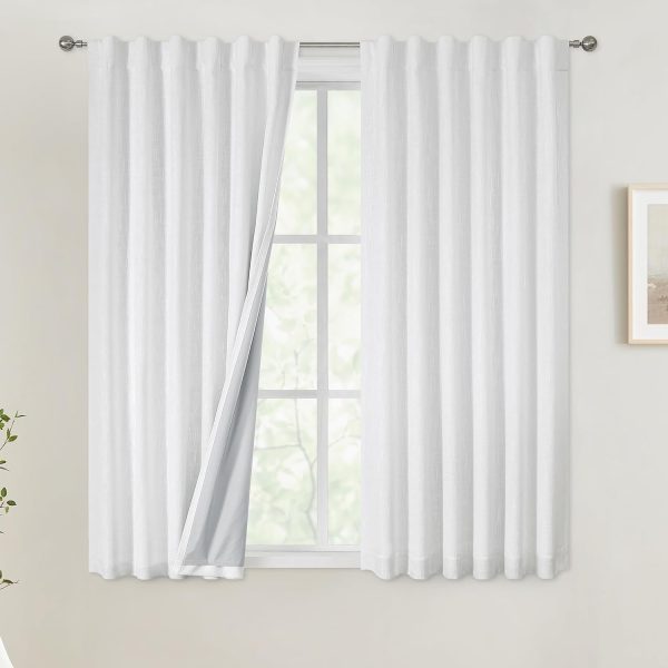 71OcPc9WI4L._AC_SL1500 Chambray Blue Full Blackout Curtains 84 inch for Bedroom Living Room Darkening Soundproof Window Panels Thermal Insulated Rod Pocket Back Tab Grayish Blue Drapes 2 Panels 50" Wx84 L