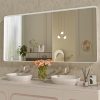 71P4nf0SYcL._AC_SL1500 22x30 Inch Bronze Bathroom Mirror for Vanity, Brushed Bronze Metal Frame Mirror for Wall, Rounded Rectangle Bronze Frame Mirror with Tempered Glass, Anti-Rust (Horizontal/Vertical)