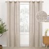 Natural Linen Curtains 63 Inch Length 2 Panels Bronze Grommet Linen Textured Short Window Drapes Light Filtering for Living Room Bedroom, 52 X 63 Inch