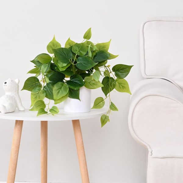 Faux Plants Indoor with Plastic Pots, Realistic Small Fake Plants, Fake Plants with Pothos, Fake Potted Plants, Artificial Plant for Home Shelf Bathroom Kitchen Office Indoor Outdoor Decor