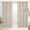 Natural Linen Curtains 63 Inch Length 2 Panels Bronze Grommet Linen Textured Short Window Drapes Light Filtering for Living Room Bedroom, 52 X 63 Inch