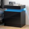 71Q4ah2Z1lL._AC_SL1500 LED Nightstand White Nightstand with Led Lights Modern Night Stand with 2 High Gloss Drawers Led Bedside Table Smart Nightstand for Bedroom 20.5” Tall