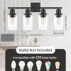 71QdmohtszL._AC_SL1500 4-Light Black Bathroom Light Fixture, Vanity Light Over Mirror with Clear Glass Shade, Modern Sconce Wall Lighting with Metal Base, for Mirror Bedroom Powder Room Hallway, Black B04BD05