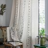 Geometric Semi-Blackout Window Curtains 2 Panels Boho Linen Room Darkening Curtains Tassels Rod Pocket Window Drapes for Bedroom Living Room(52" W x 63" L Pair, Cream)