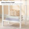 End Table, Bamboo Side Table with Drawer, Rattan Nightstand for Small Space, Tall Bedside Table, Phone Table Easy to Assemble, for Bedroom, Living Room, Study Room, White WT109BZ01