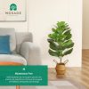 Artificial Fiddle Leaf Fig Tree 37" Fake Potted Ficus Lyrata Plant with Handmade Seagrass Basket, Perfect Faux Plants Home Décor for Indoor Outdoor Office Porch Balcony Bedroom Bathroom Gift
