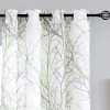 Tree Print Yellow Grey and White Curtains for Living Room Windows - Linen Textured Grommet Branches Pattern Window Treatment Set for Bedroom - 50" W x 96" L - (2 Panels)