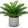 Faux Plant Indoor in Ceramic Pot 13" Artificial Potted Fern Fake House Plants for Desk Office Bathroom Garden Decoration
