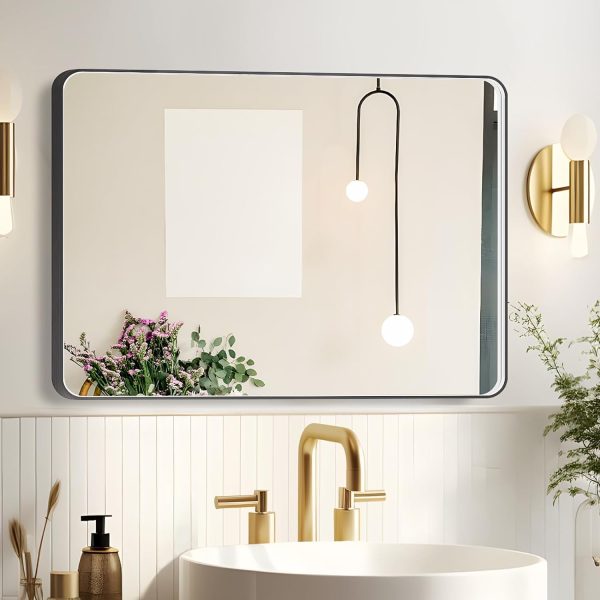 Hollywood Bathroom Mirror 12"*16", Framed Lighted Bathroom Vanity Mirror, Wall Mounted, Dimmable LED Mirror for Bathroom,Gold