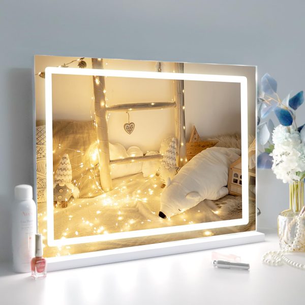 71TQCL1WlvL._SL1500 Vanity/Makeup Mirror with Lights,10X Magnification,Large Hollywood Lighted Vanity Mirror with 15 Dimmable LED Bulbs,3 Color Modes,Touch Control for Bedroom,Tabletop or Wall-Mounted