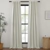 Faux Linen Curtains 90 inches Long for Doorway, Pinch Pleated Thick Room Darkening Window Treatments Noise Reducing Privacy for Living Room/Bedroom, Natural, W34 x L90, 2 Panels