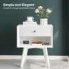 71U3Tw2q4SL._AC_SL1500 White Night Stand, Mid Century Modern Wood Nightstand with One Drawer, Bedside Table with Open Storage Shelf and Solid Wood Legs, Bed Side Table for Bedroom, End Tables for Living Room