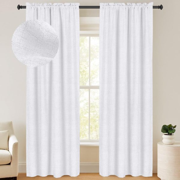 100% Blackout Shield Linen Blackout Curtains 84 Inches Long 2 Panels Set, Blackout Curtains for Bedroom, Thermal Insulated Rod Pocket Window Curtains & Drapes Living Room, 50W X 84L, Beige