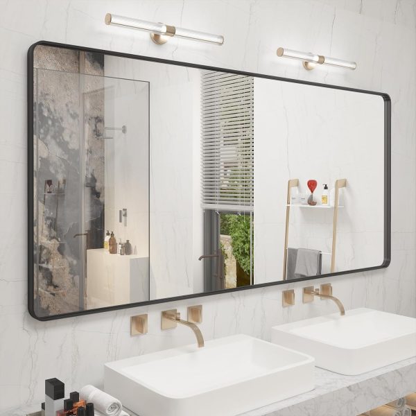 71V4kUIONOL._AC_SL1500 20x30 Silver Bathroom Mirror, Silver Wall Mirror for Vanity, Brushed Metal Framed Rectangle Mirror, Anti-Rust, Brushed Nickel,Shatterproof, Round Corners(Horizontally/Vertically)