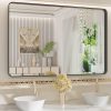 71Vl9V0Y4WL._AC_SL1500 22x30 Inch Bronze Bathroom Mirror for Vanity, Brushed Bronze Metal Frame Mirror for Wall, Rounded Rectangle Bronze Frame Mirror with Tempered Glass, Anti-Rust (Horizontal/Vertical)