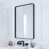 Black Bathroom Mirror for Wall, 24 x 36 Inch Rounded Rectangle Metal Framed Bathroom Wall Vanity Mirror Farmhouse, 1/4-inch Shatterproof Glass | Ultra-Flush Hanging