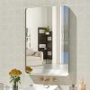 71XJwfv1CkL._AC_SL1500 22x30 Inch Bronze Bathroom Mirror for Vanity, Brushed Bronze Metal Frame Mirror for Wall, Rounded Rectangle Bronze Frame Mirror with Tempered Glass, Anti-Rust (Horizontal/Vertical)