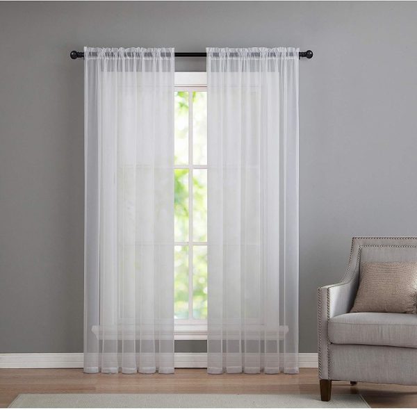 71XYlRoL_pL._AC_SL1500 2 Pack: Basic Rod Pocket Sheer Voile Window Curtain Panels - Assorted Colors (White, 84 in. Long)