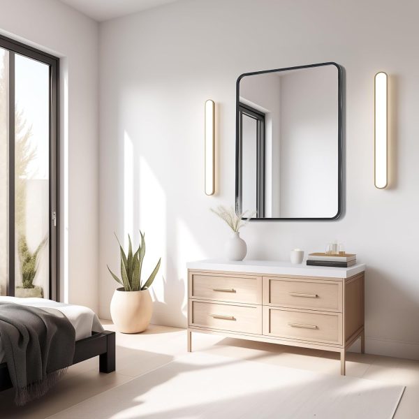 71XuDzQg_VL._AC_SL1500 Black Bathroom Mirror 22 x 30 Inch, Matte Black Rectangle Mirror for Wall, Rounded Metal Frame Vanity Mirror