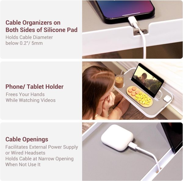 71YmrImAbLL._AC_SL1500 Bedside Shelf for Bed, Bedside Tray Table Under Mattress for Box Spring Bed/Plate Bed/Platform Bed, 17" Large Bed Tray Nightstand Shelf Bedside Caddy for College Dorm Bed