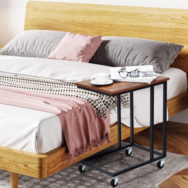 71Z5GOnBC6L._AC_SL1200 Tangkula Industrial Mobile End Table, Movable Side Table for Coffee Tablet, Rustic C Table with Rolling Casters, Portable Side Table for Couch Bed, Sofa, Living Room Bedroom
