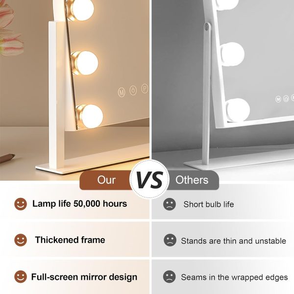 71ZyyWjA6HL._AC_SL1500 Makeup Mirror with Lights, Vanity Mirror with Lights, Lighted Makeup Mirror, 3 Color Modes, Dimmable Light,360° Rotation