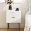 71_2-8YYadL._AC_SL1500 Nightstand with Charging Station,Small Bedside Table with Gold Frame,White Night Stand,Bedside Furniture,Side Table with Drawer and Shelf for Bedroom,Living Room,Stripe