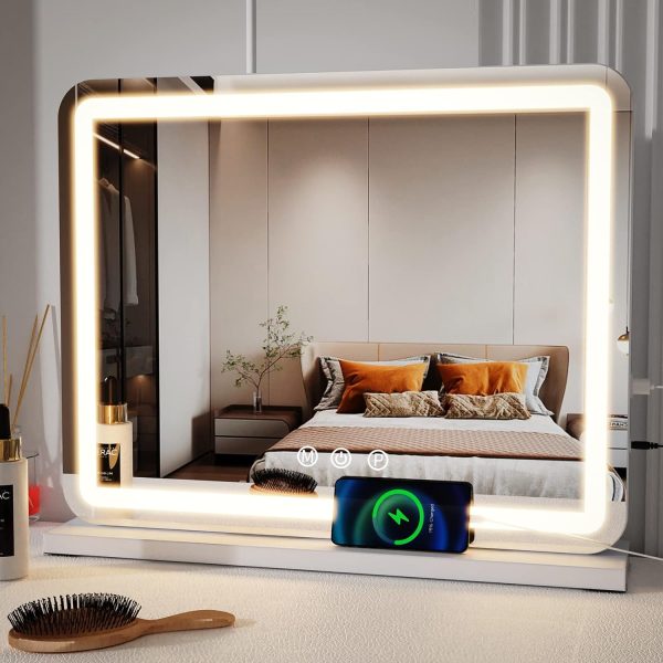 71_vTuG1VeL._AC_SL1500 Makeup Mirror with Lights, Vanity Mirror with Lights, Lighted Makeup Mirror, 3 Color Modes, Dimmable Light,360° Rotation