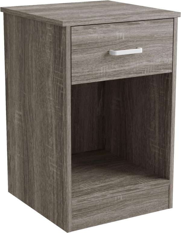 71aOGvHgffL._AC_SL1500 2-Tier Nightstand End Table Side Table for Bedroom Home Office Bedside Cabinets with 1-Drawer and Open Shelf, Weathered Grey