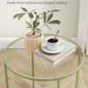 71aR3wQlW4L._AC_SL1500 Round Side Table, Glass End Table with Metal Frame, Laurel Green Coffee Table with Modern Style, for Living Room, Balcony, Bedroom, Laurel Green
