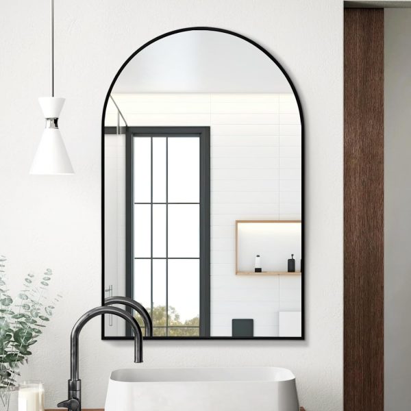 71aUnuK1OPL._AC_SL1500 Arched Wall Mirror 20x30 Inch, Black Arch-top Bathroom Vanity Wall Mounted Mirror, Bedroom Modern Black Metal Framed Mirror