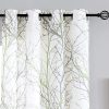 Tree Print Yellow Grey and White Curtains for Living Room Windows - Linen Textured Grommet Branches Pattern Window Treatment Set for Bedroom - 50" W x 96" L - (2 Panels)