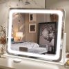 Vanity Mirror with Lights - 15"x12.6" LED Lighted Makeup Mirror, Large Makeup Mirror with Lights, Touch Screen with 3-Color Lighting, Dimmable, for Vanity Desk Tabletop, Bedroom