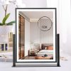 Lighted Vanity Mirror Fashion Makeup Mirror 12in Black for Desktop with Detachable,10x Magnifying,360° Rotation,Adjustable Warm White/Natural/Daylight Dimmable Light Memory,Birthday Gift for Woman