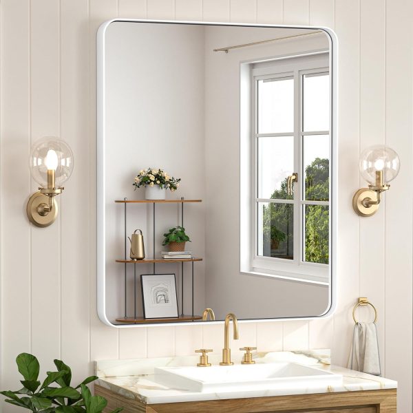 71c5YoTvdVL._AC_SL1500 Black Metal Framed Bathroom Mirrors for Wall, 20 x 30 Inch Rounded Rectangle Bathroom Vanity Mirror, Matte Black Farmhouse Mirror with Seamless Frame, HD Tempered Glass(Horizontal/Vertical)
